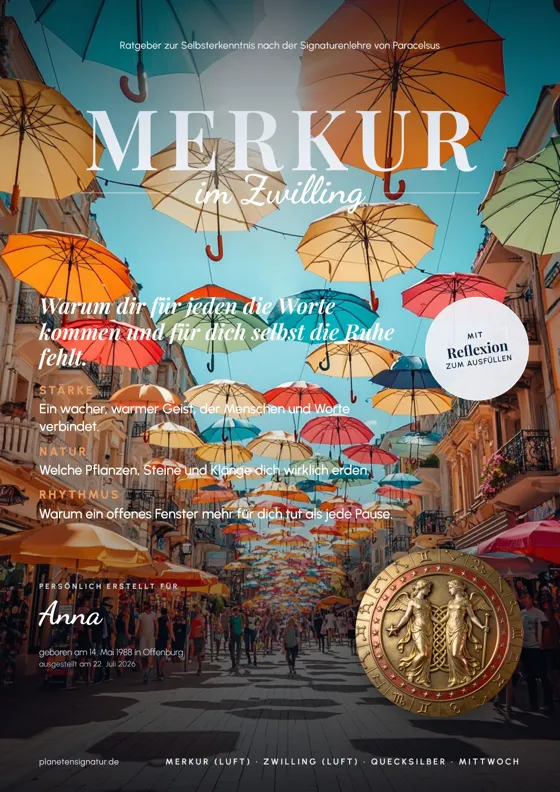 Heft-Titelblatt Merkur im Zwilling