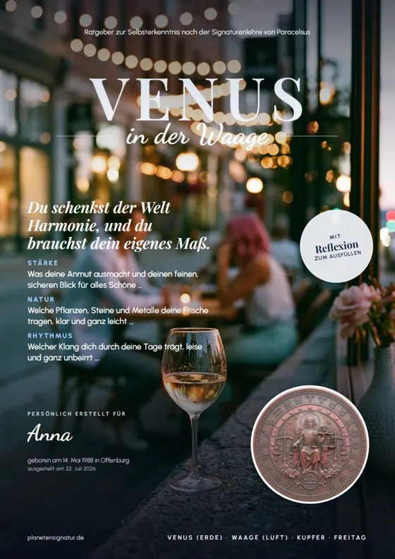 Heft-Titelblatt Venus in der Waage